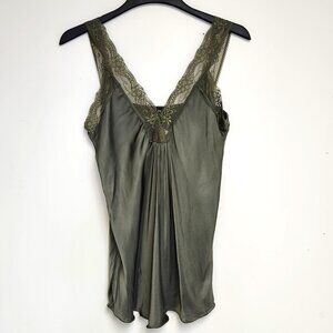 Dis Moi Women's Army Green Camisole W/Lace Trim Size L